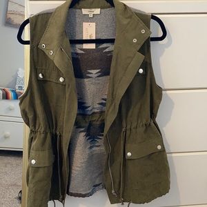 SOLD❤️ Olive Green Vest with Aztec Design